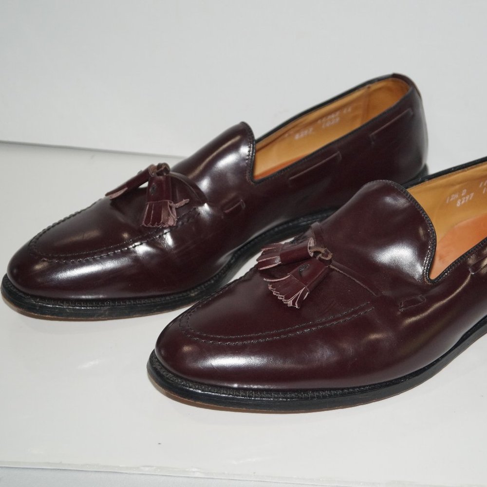 Allen Edmonds Loafers Grayson Mens Burgundy Leather Tassel Shoes 12.5 D 11347